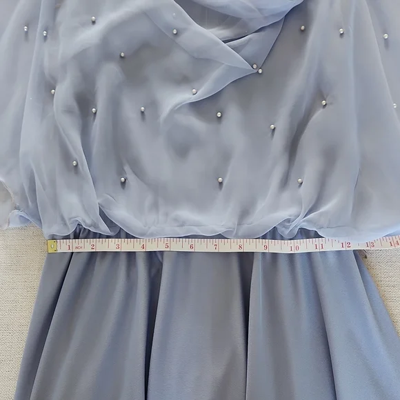 Vintage Sears Sheer Cape Overlay Cocktail Dress with Pearl Detail Size M - Picture 5 of 8